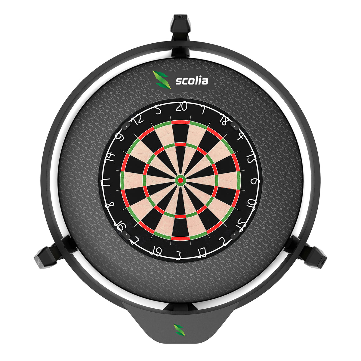 Scolia Signature surround on a dartboard with a Scolia autoscoring system, front view